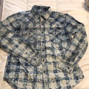 Lazer button up bleach checkered style size medium mens